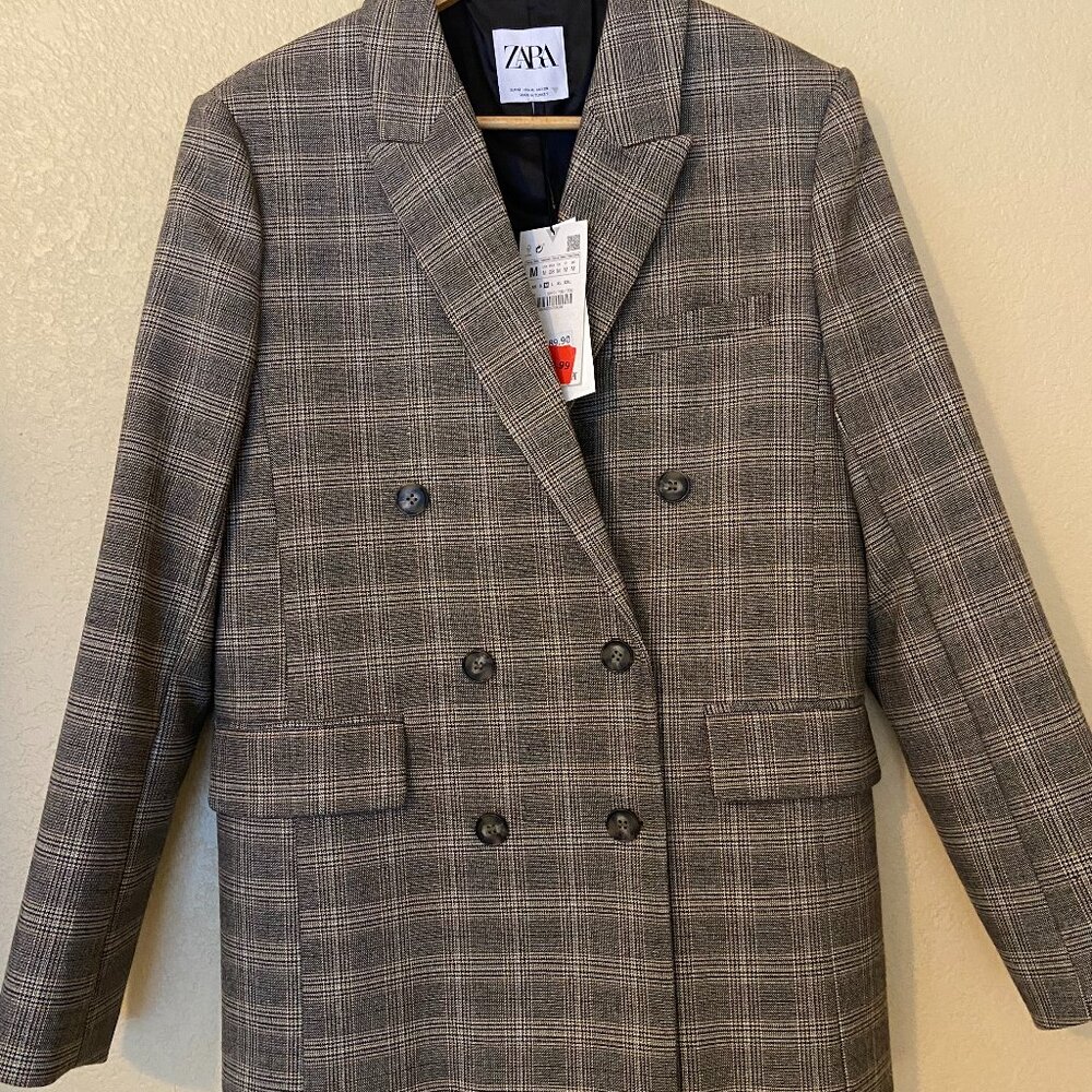 Zara Brown Plaid Blazer